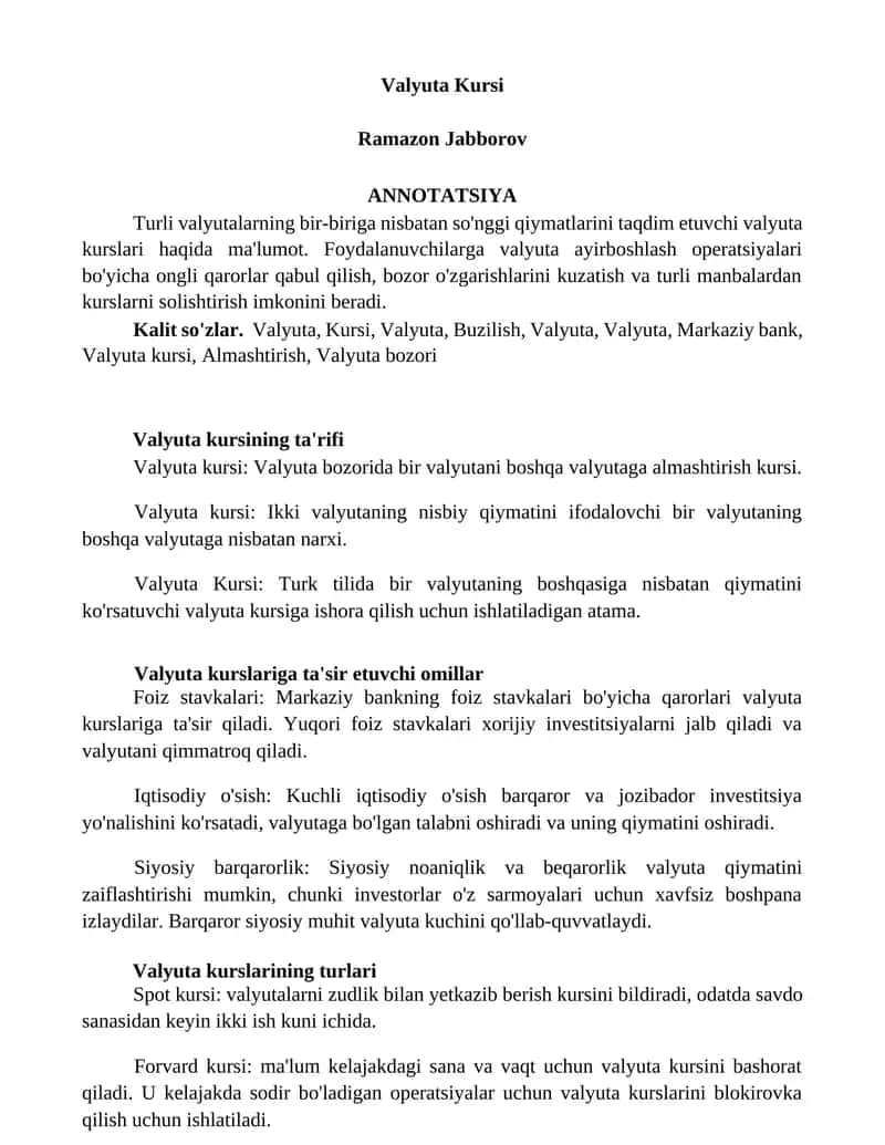 Valyuta Kursi