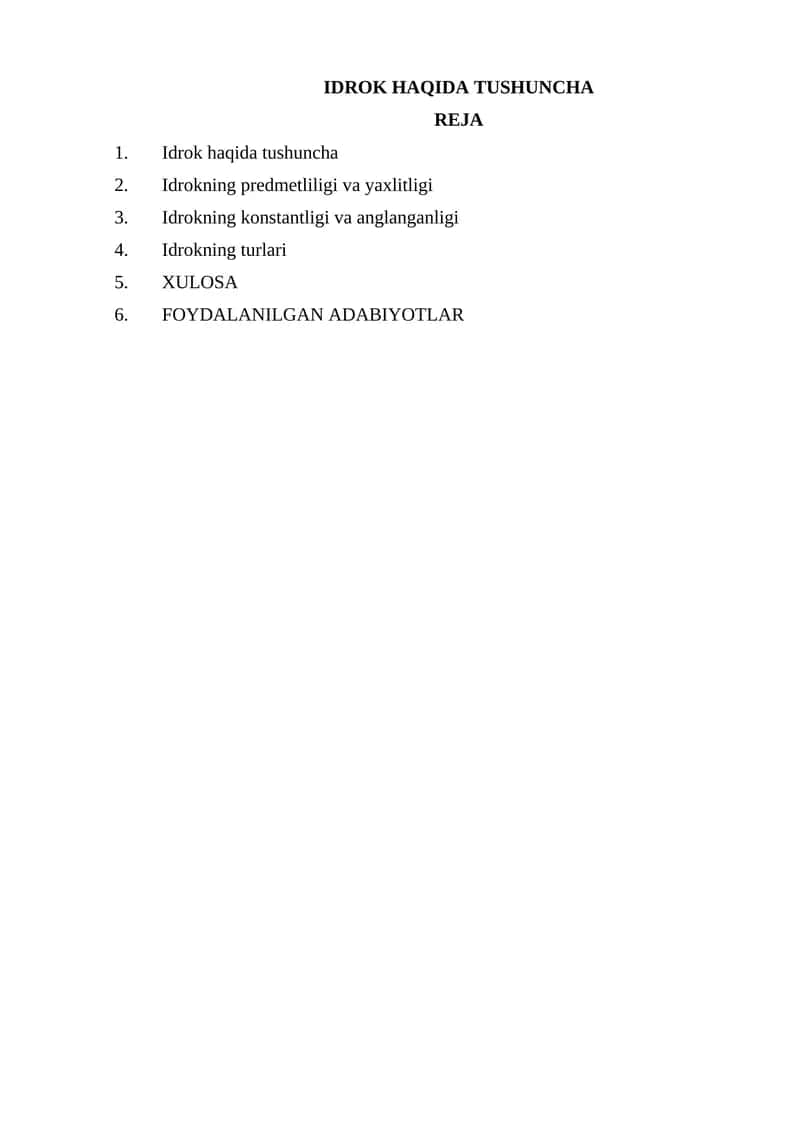 Idrok Haqida Tushuncha