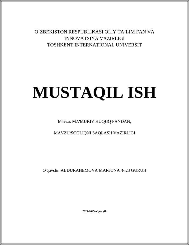 O'zbekistonda Sog'liqni Saqlash Tizimi