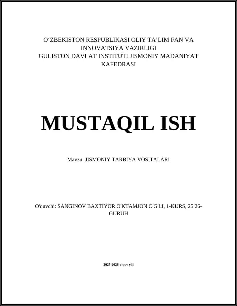 Jismoniy Tarbiya Vositalari