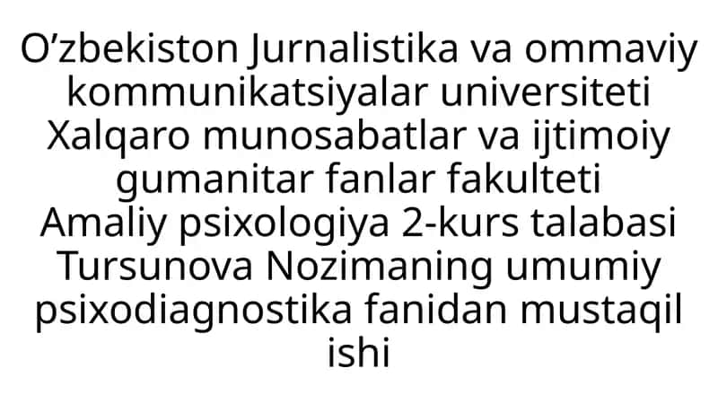 nevrozni aniqlash metodikalari