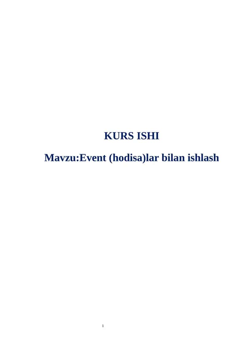 Event (hodisa)lar bilan ishlash