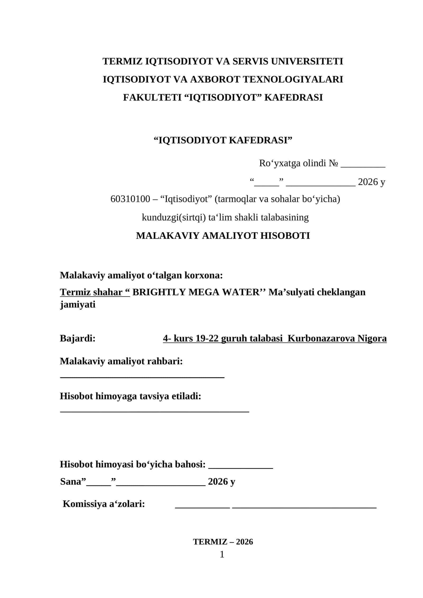buxgalteriya amaliyot hisoboti