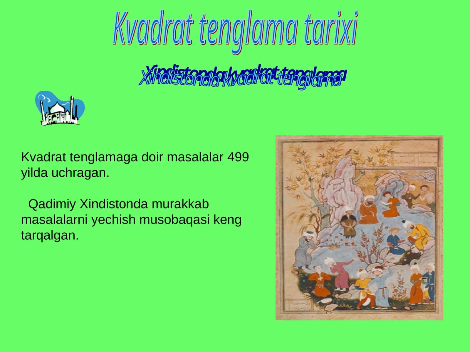 Kvadrat tenglamaga doir masalalar