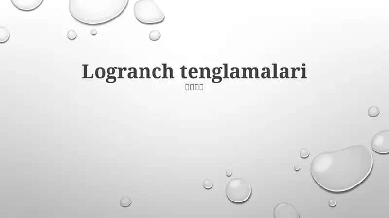 Logarifmik Tenglamalar