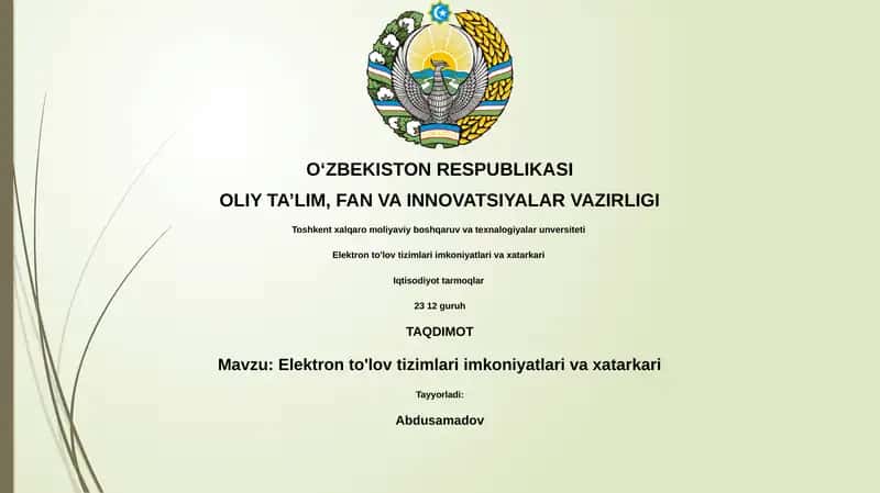 Elektron to'lov tizimlari imkoniyatlari va xatarkari