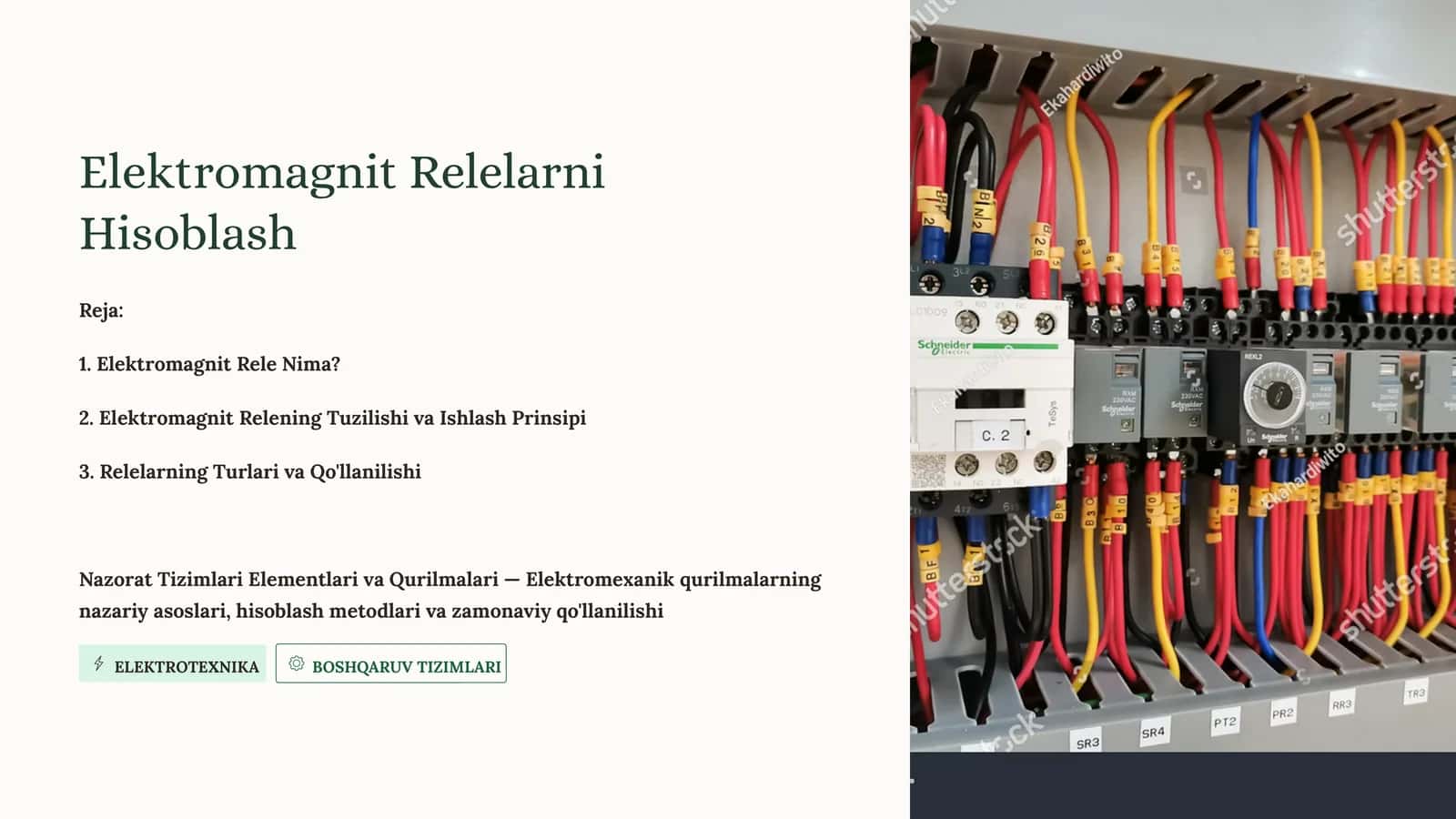 Elektromagnit Relelarni Hisoblash