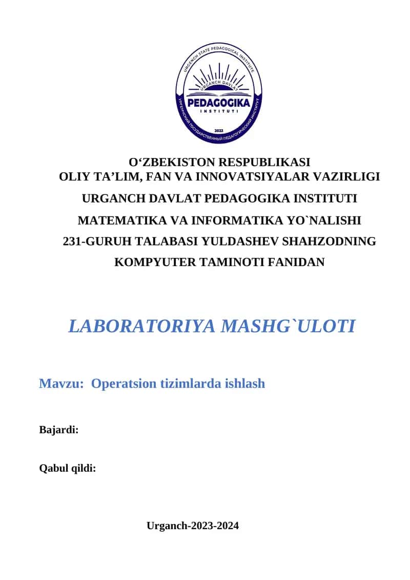 Operatsion tizimlarda ishlash