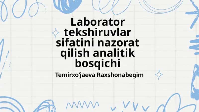Laborator tekshiruvlar sifatini nazorat qilish analitik bosqichi