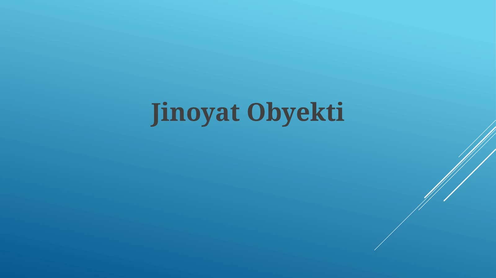 Jinoyat Ob'ekti