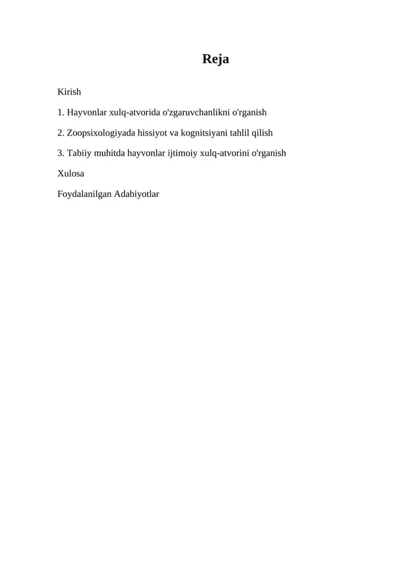 Etologiya va Zoopsixologiya