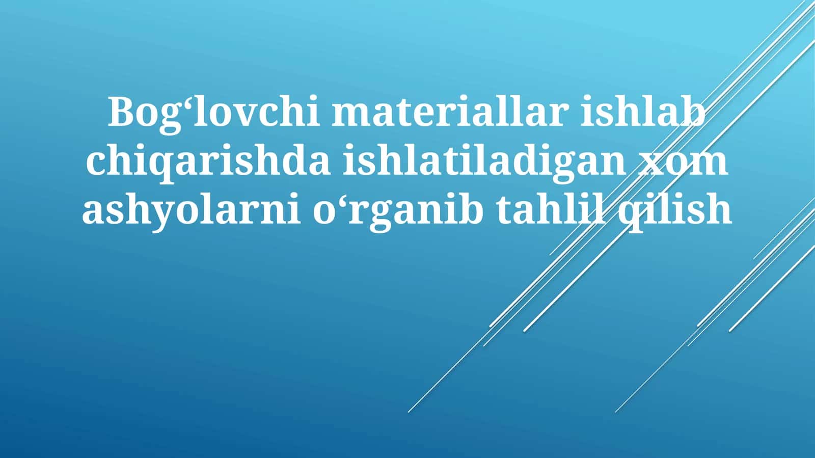 Xom ashyo tahlili