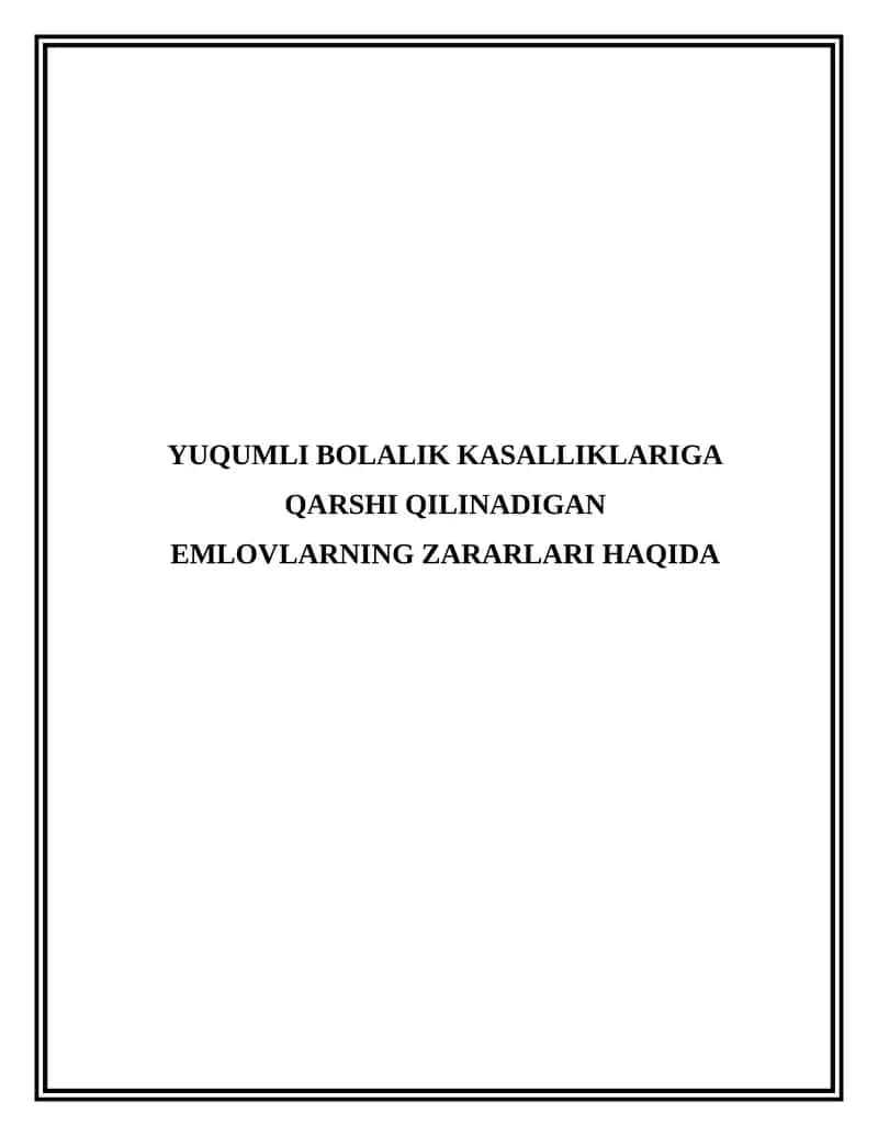Emlovlarning zararlari haqida