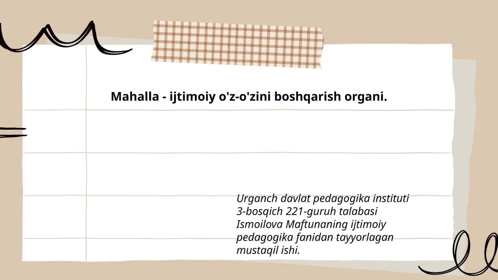 Mahalla - ijtimoiy o'z-o'zini boshqarish organi