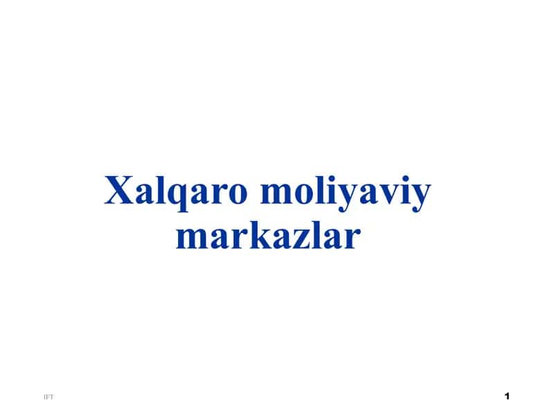 Xalqaro moliyaviy markazlar