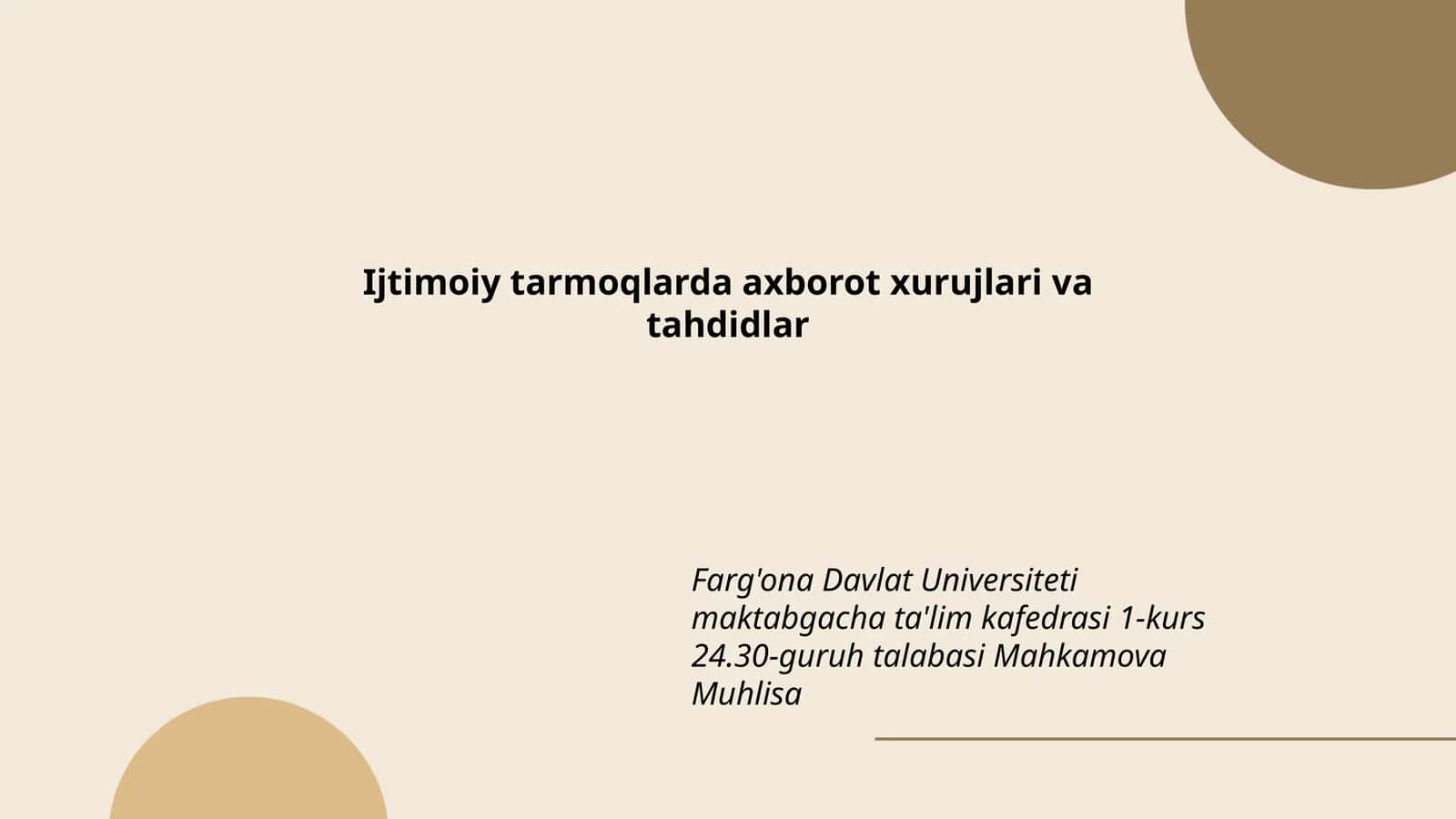 Ijtimoiy tarmoqlarda axborot xurujlari va tahdidlar