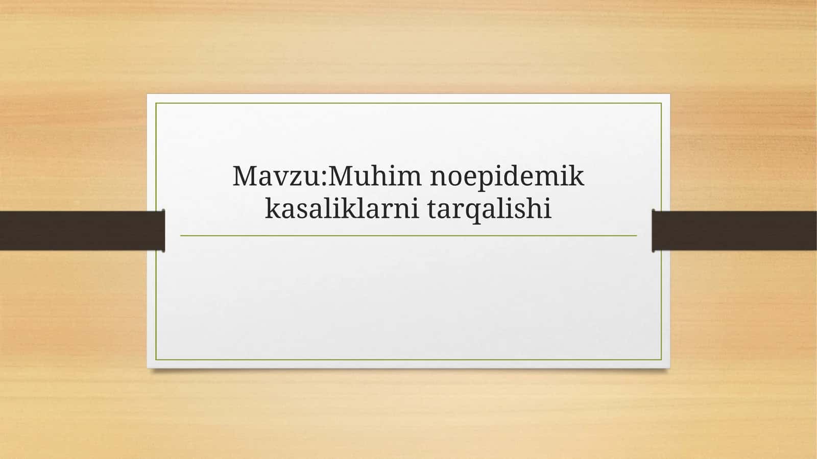 Muhim noepidemik kasaliklarning tarqalishi