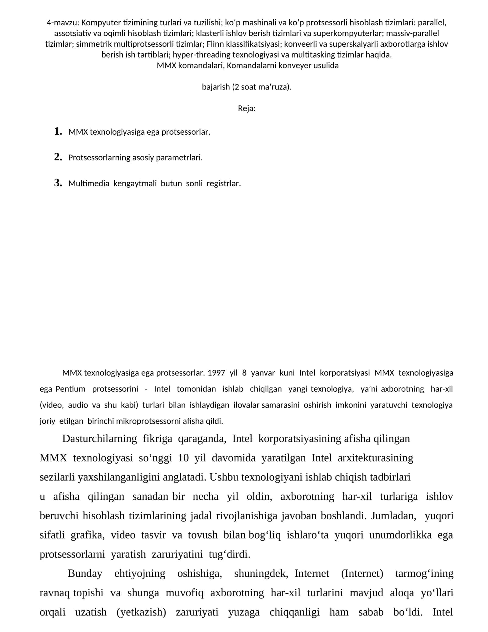 Kompyuter tizimlari turlari va tuzilishi