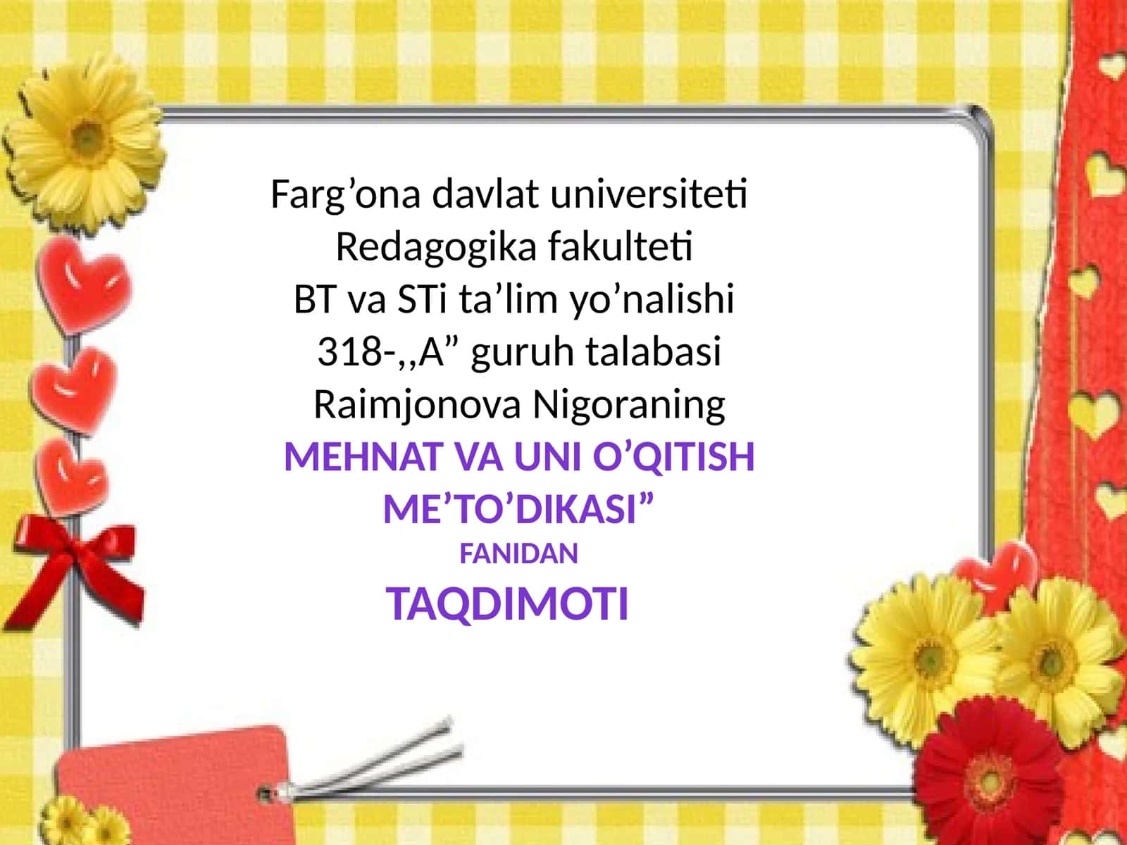 Mehnat va o'qitish metodikasi