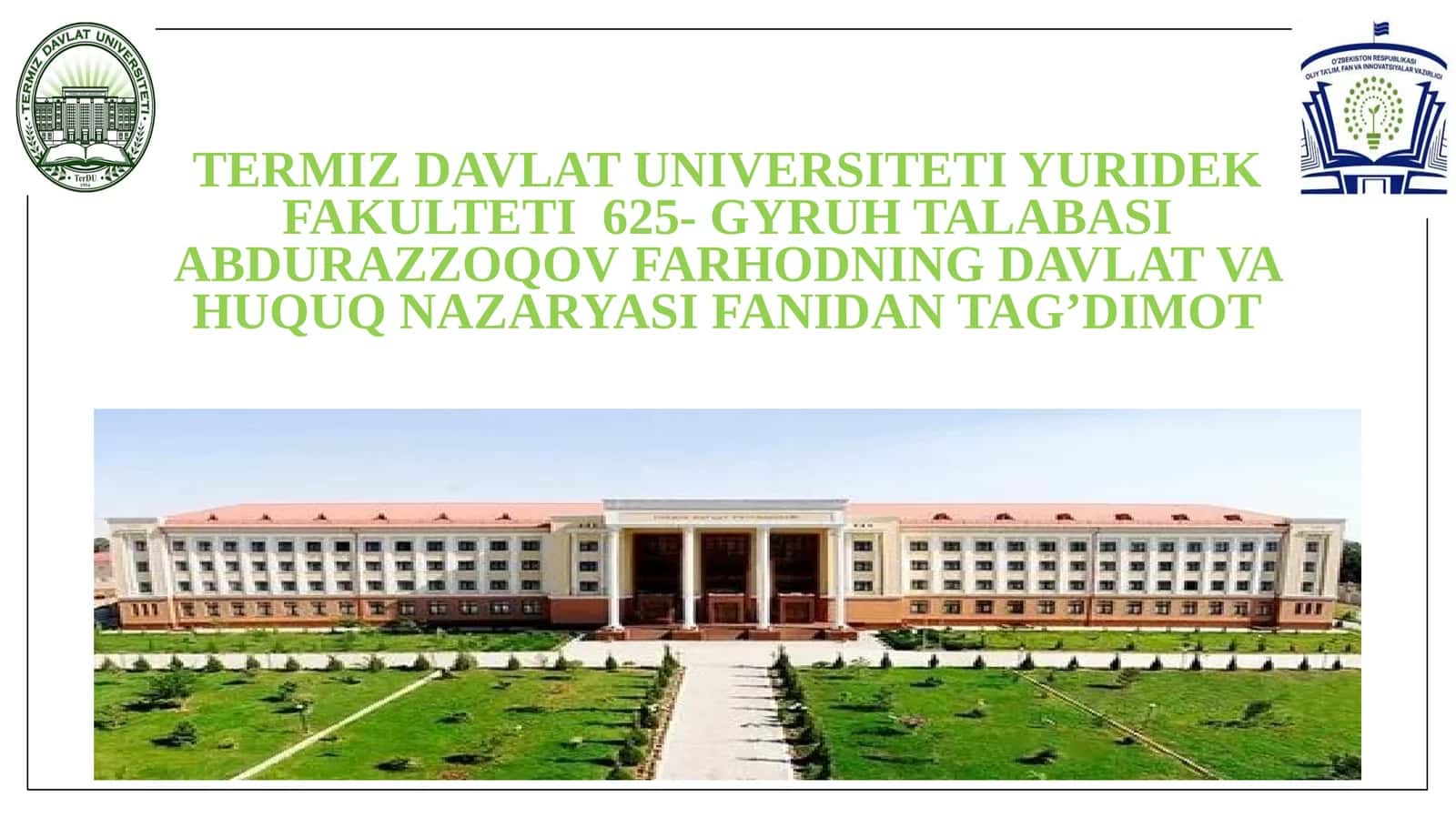 Qonuniylik va Huquqiy Tartibot