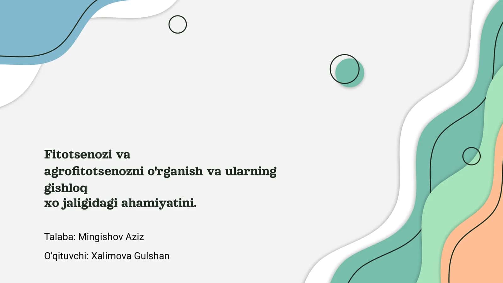Fitotsenozi va agrofitotsenozni o'rganish