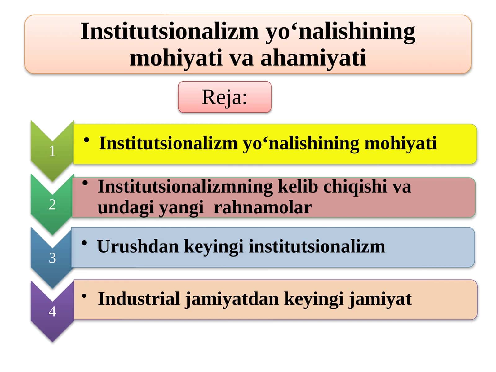 Institutsionalizm yo‘nalishining mohiyati