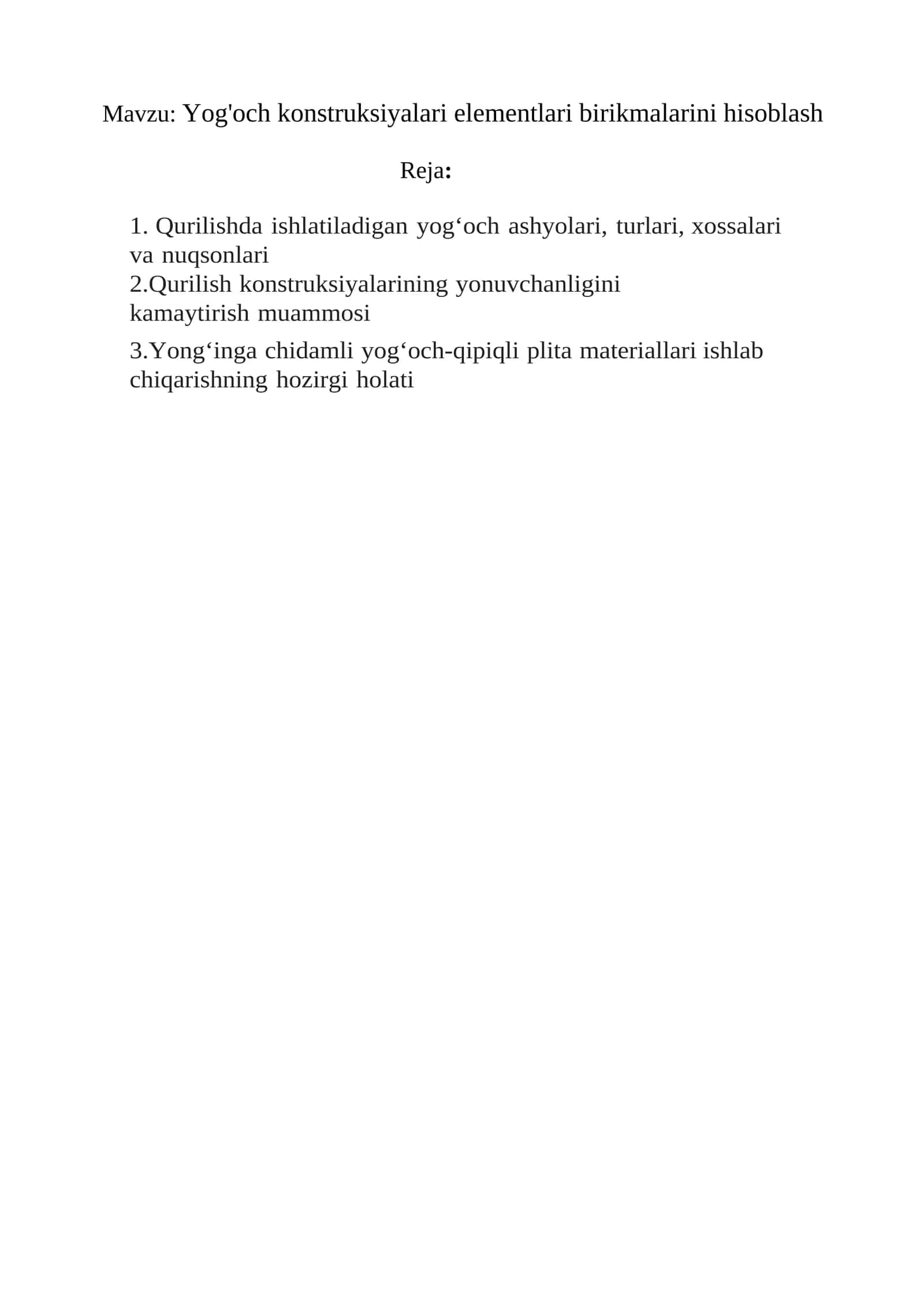 Yog'och konstruksiyalari elementlari birikmalarini hisoblash