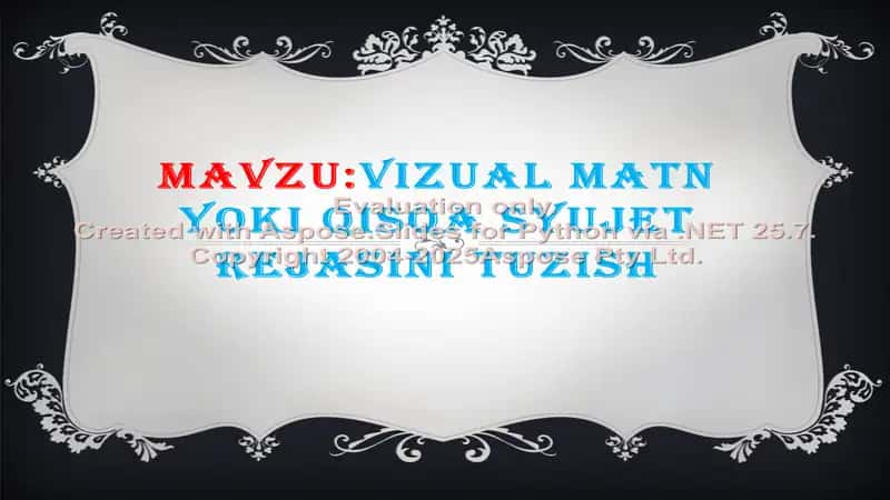 vizual matn yoki qisqa syujet rejasini tuzish