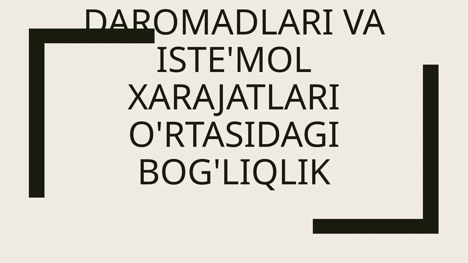 Aholi daromadlari va iste'mol xarajatlari o'rtasidagi bog'liqlik