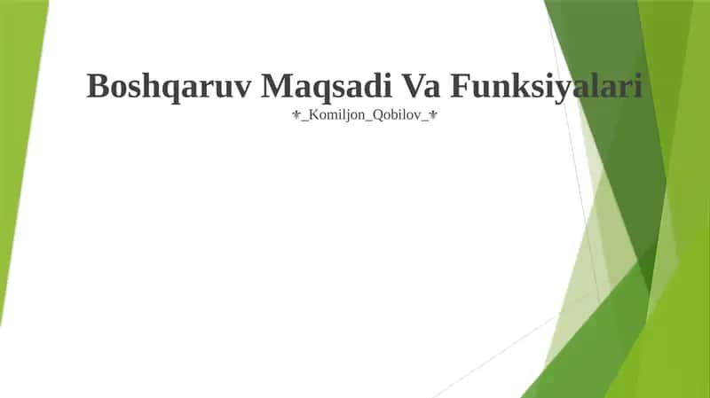 Boshqaruv Maqsadi Va Funksiyalari