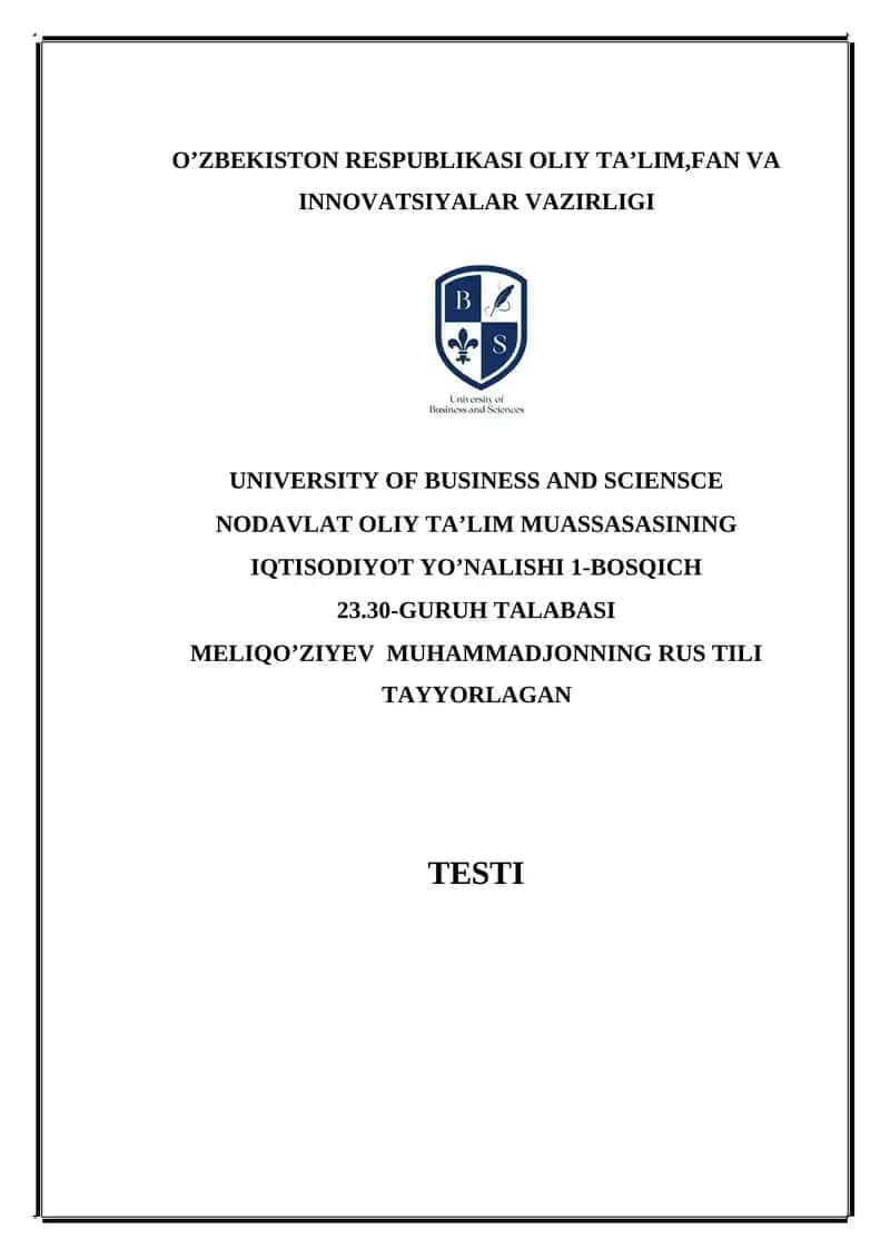IQTISODIYOT YO’NALISHI 1-BOSQICH