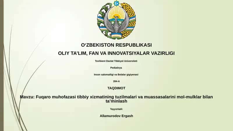 Fuqaro muhofazasi tibbiy xizmatining tuzilmalari va muassasalarini mol-mulklar bilan ta’minlash