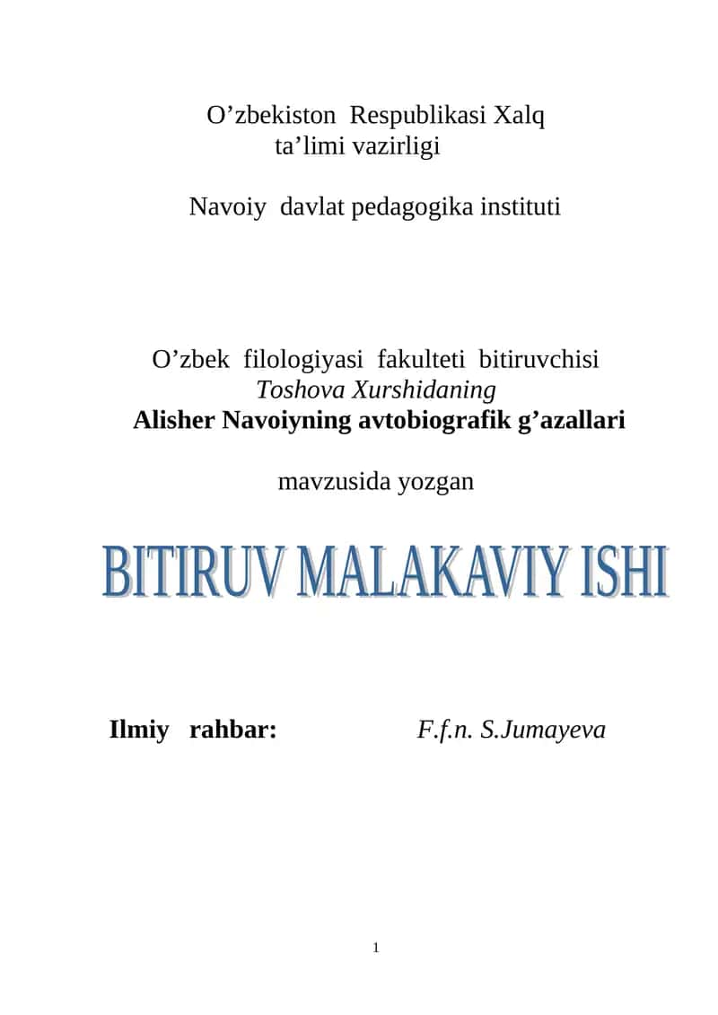 Alisher Navoiyning avtobiografik g’azallari
