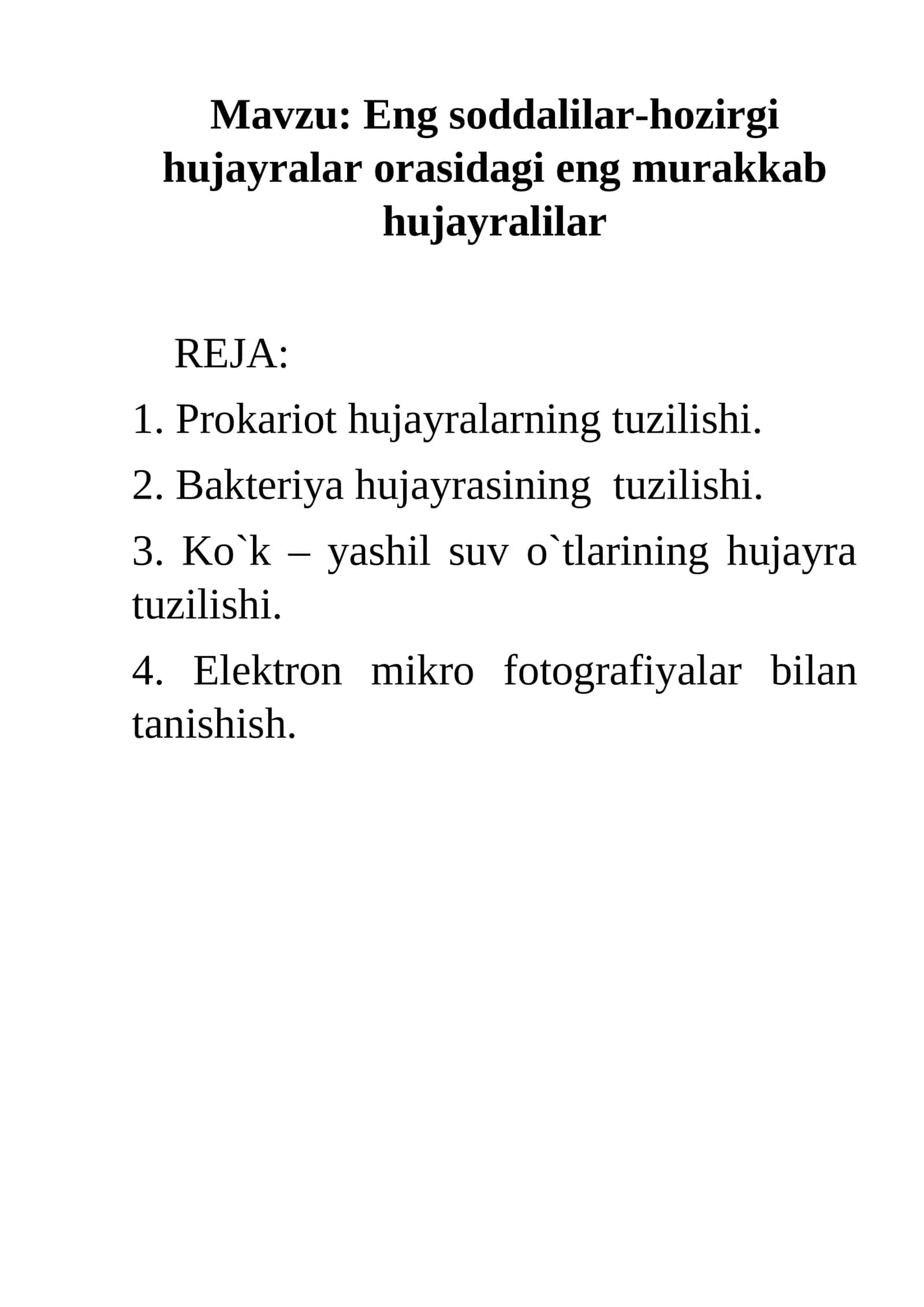 Prokariot hujayralarning tuzilishi