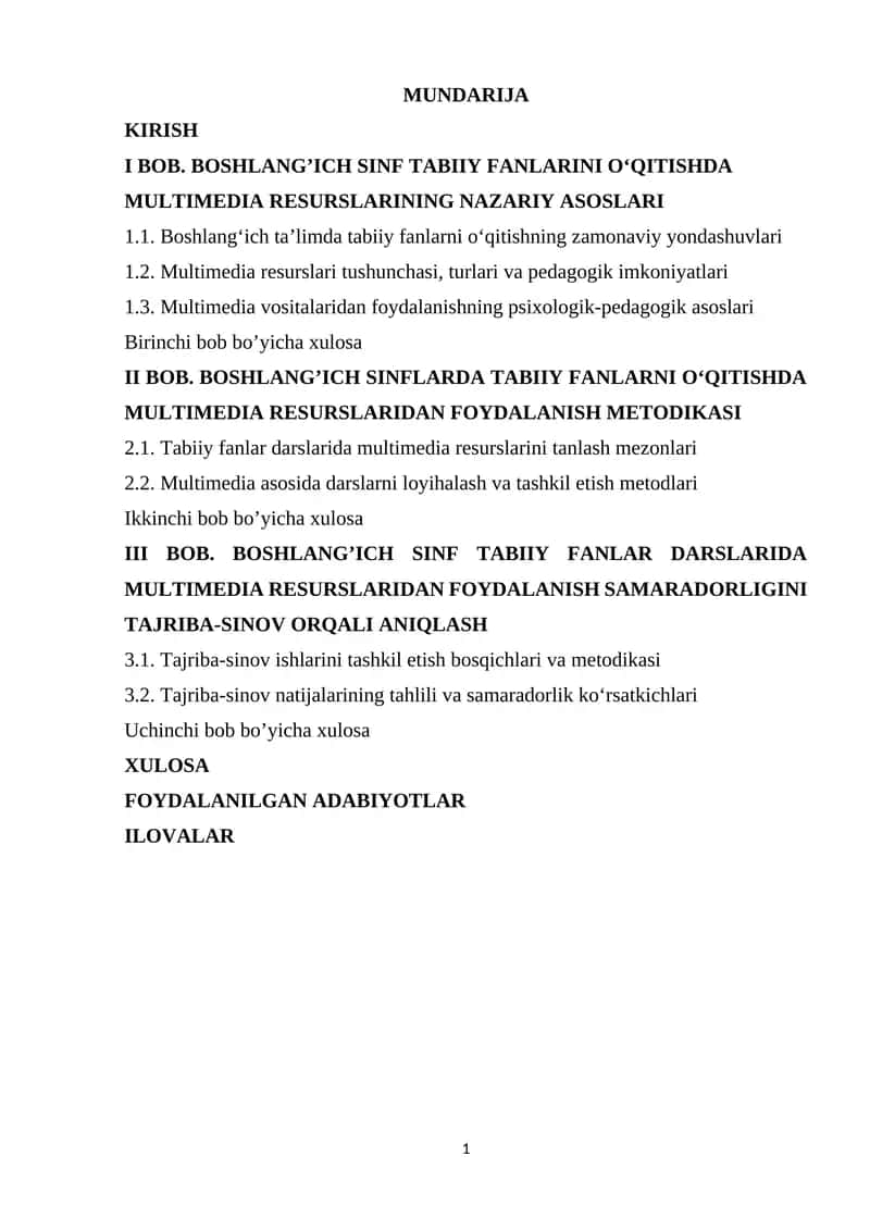 BOSHLANGICH SINFLARDA MULTIMEDIA RESURSLARIDAN FOYDALANISH METODiKASi