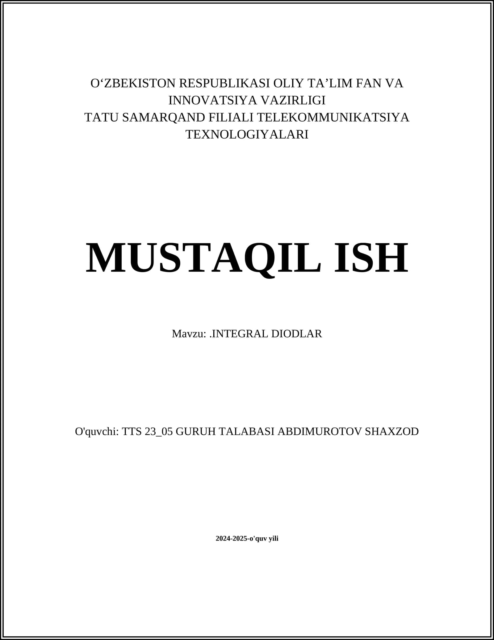 INTEGRAL DIODLAR