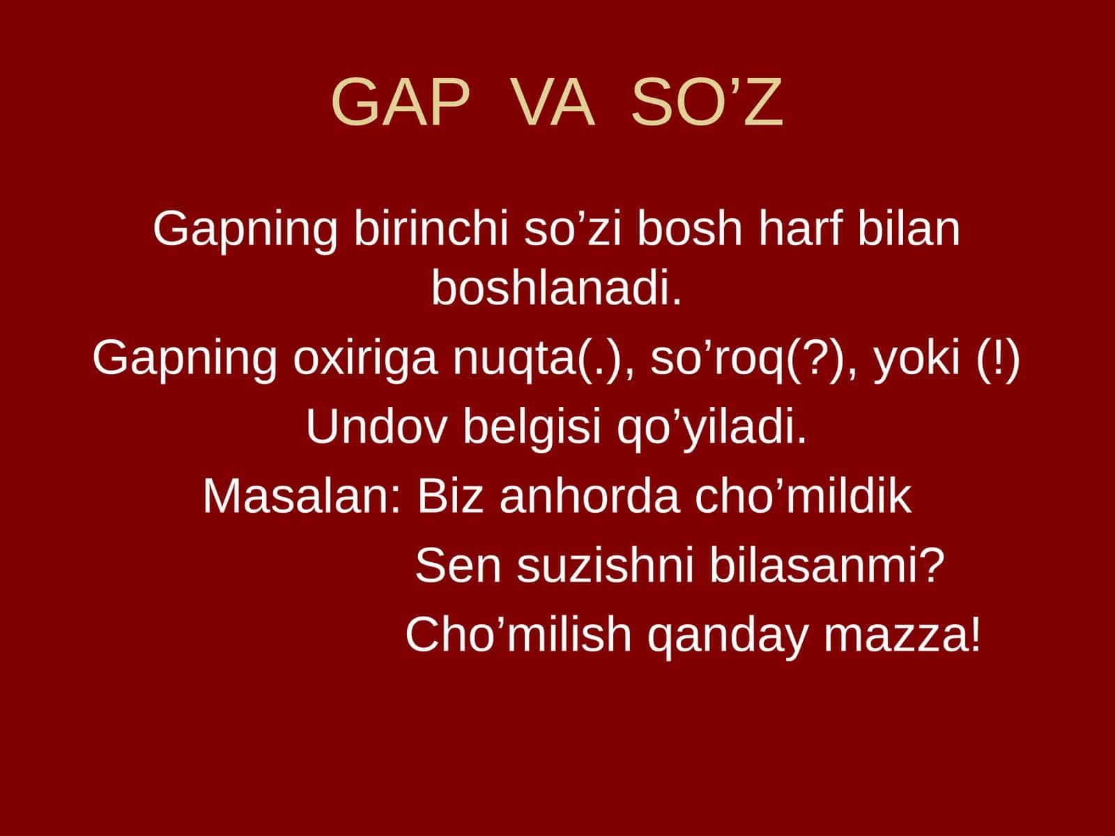 GAP VA SO’Z