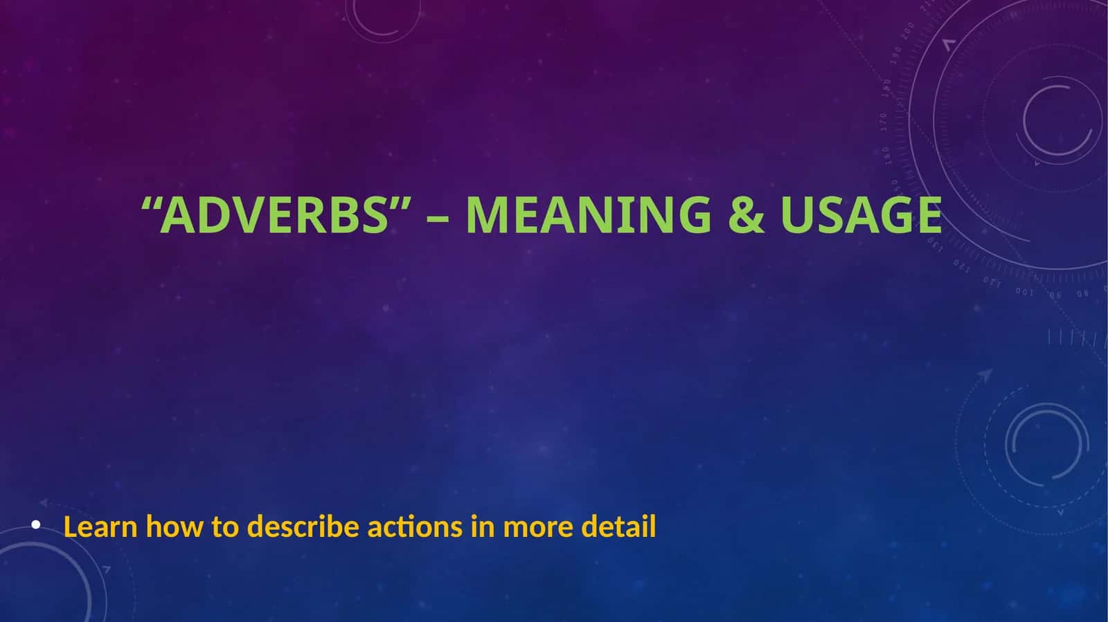 Types of Adverbs