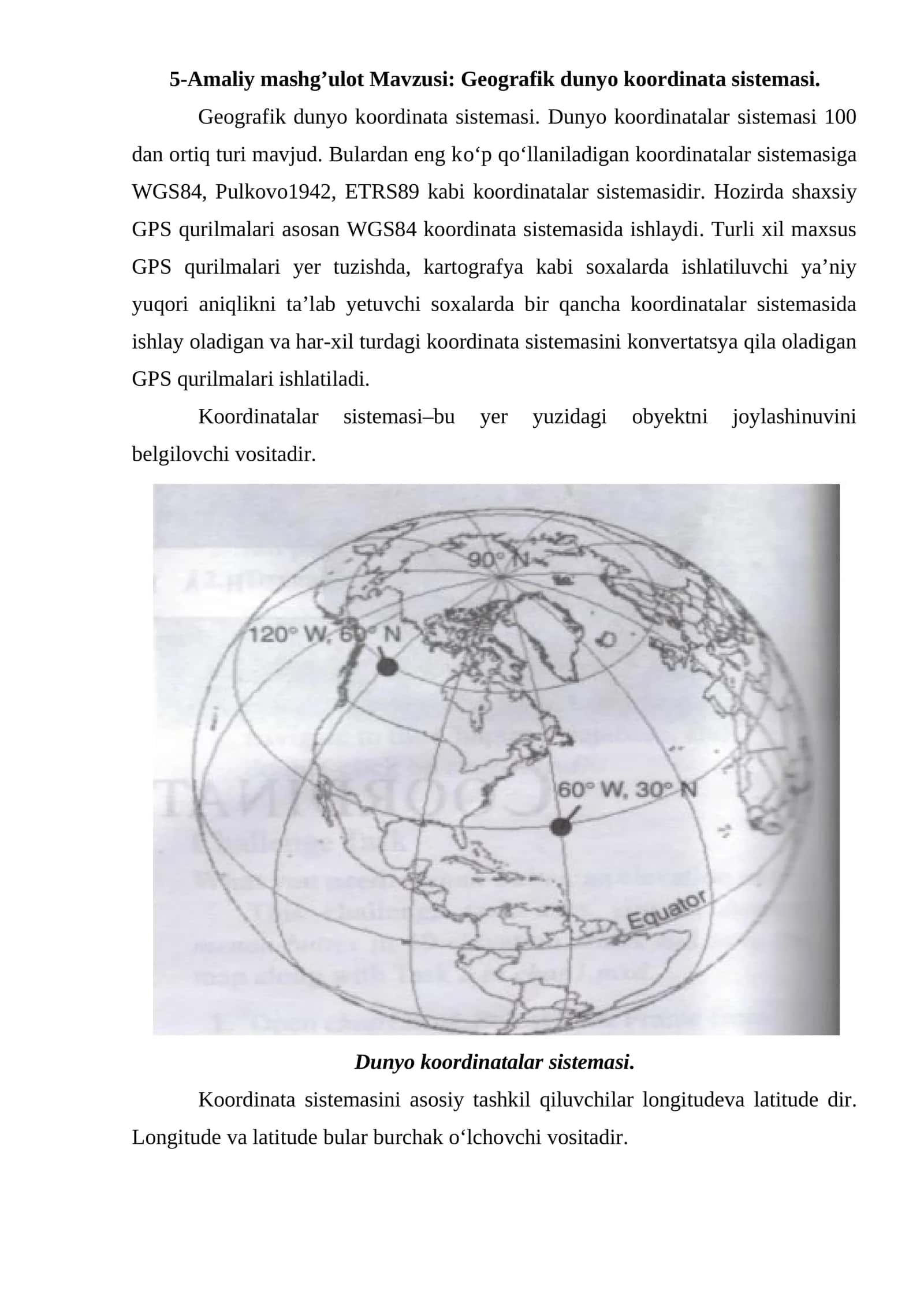Geografik dunyo koordinata sistemasi
