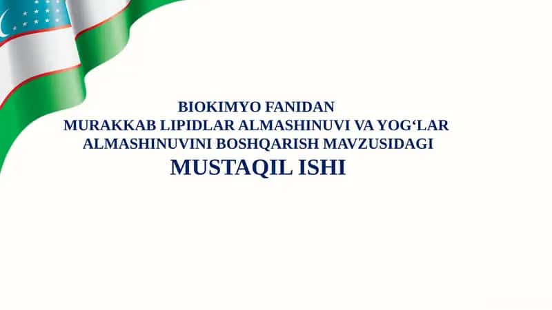 MURAKKAB LIPIDLAR ALMASHINUVI VA YOG‘LAR ALMASHINUVINI BOSHQARISH