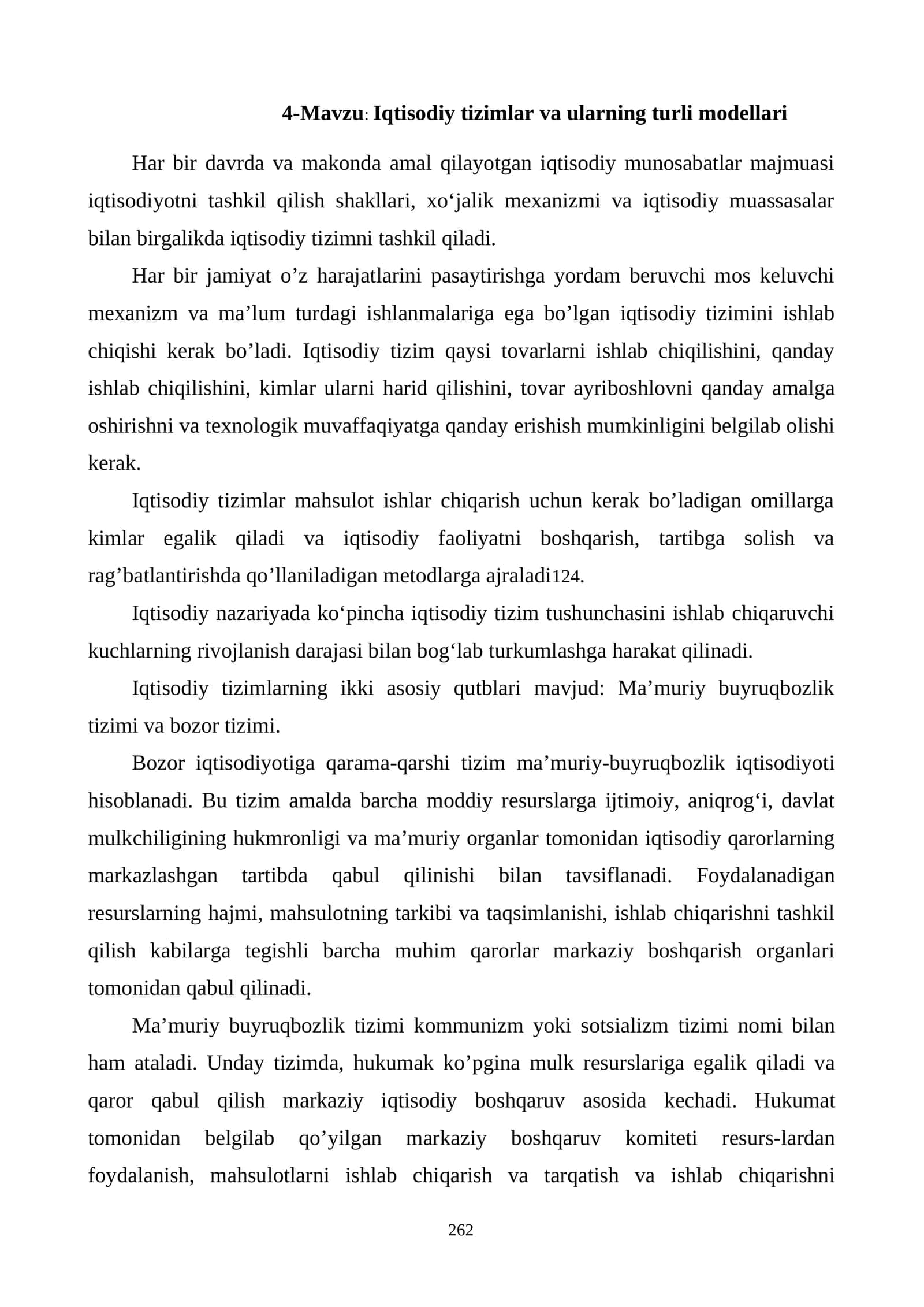 Iqtisodiy tizimlar va ularning turli modellari
