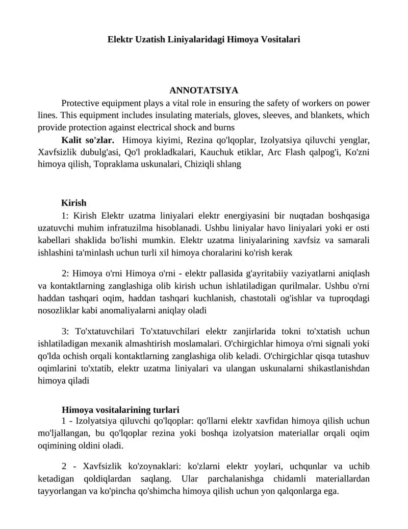 Elektr Uzatish Liniyalaridagi Himoya Vositalari