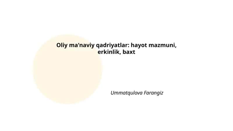 Oliy ma'naviy qadriyatlar