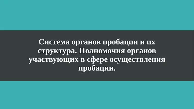 Система органов пробации и их структура
