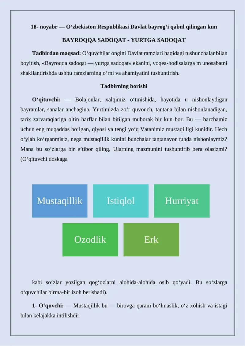 Bayroqqa Sadoqat - Yurtga Sadoqat
