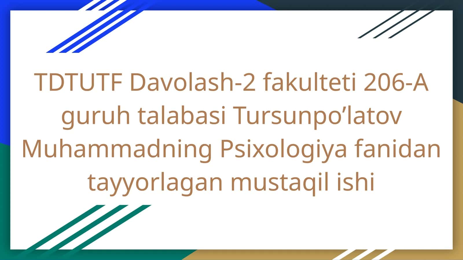 Muloqot va shaxslararo munosabatlar psixologiyasi