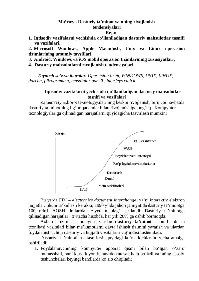 Dasturiy ta’minot va uning rivojlanish tendensiyalari