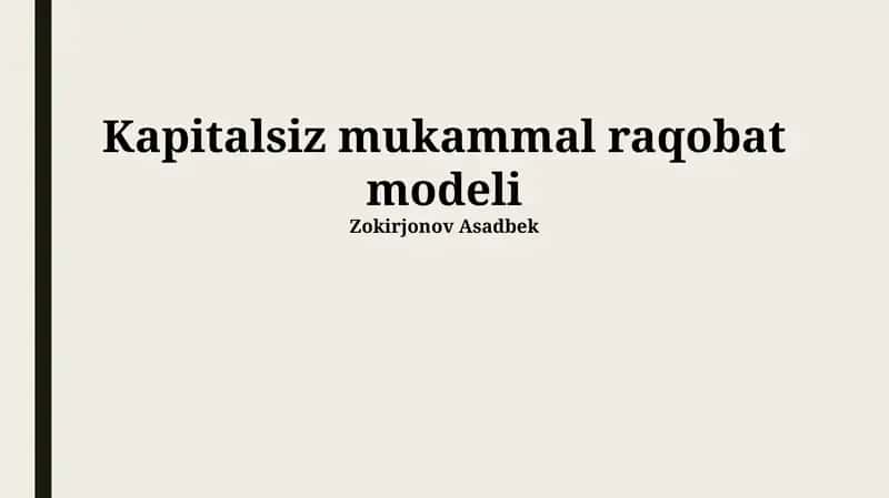 Kapitalsiz mukammal raqobat modeli