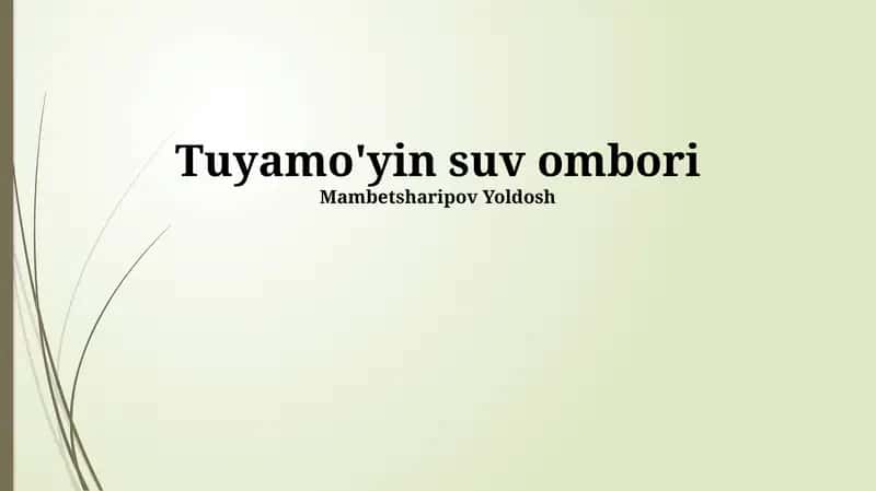 Tuyamo'yin suv ombori
