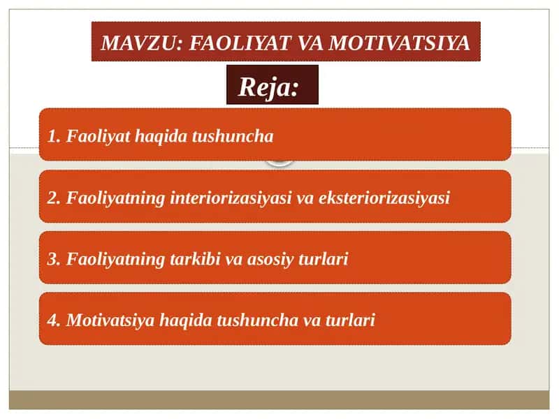 Faoliyat va Motivatsiya